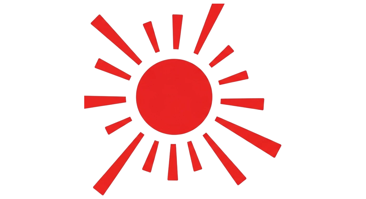 太陽のアイコン｜赤いシンプルイラスト